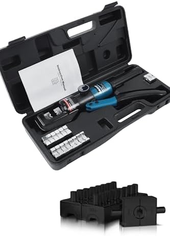 Buy AMZCNC Hydraulic Crimping Tool And Cable Cutter Hydraulic Cable Lug Crimper 8 Us Ton 12 Awg To 00 2 0 Electrical Terminal Cable Wire Tool Kit With 9 Die Crimping Tool