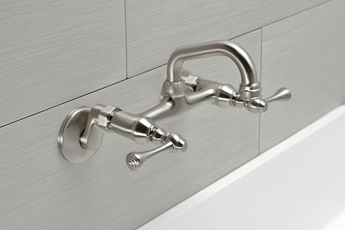 Robinet mural Kingston Brass KS312SN nickel brossé double commande - 5