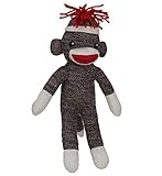 Plushland Adorable Sock Monkey 8 Inches Tall - Soft Realistic Plush Knitted Stuffed Animal Toy Gift - for Kids, Babies, Teens, Girls and Boys (Brown poseable)
