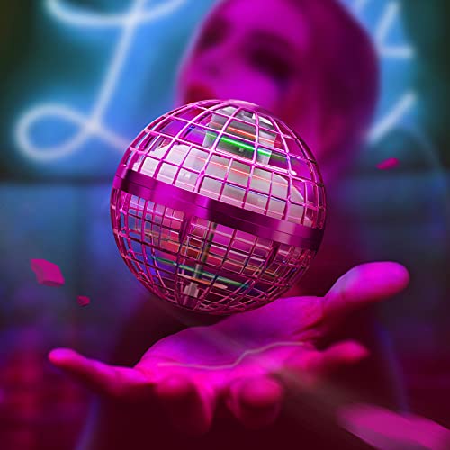 BUENSUENO Fidget Toys Flying Orb Ball- Magic Hand Controlled Spinner Drones Ball, RGB Light Cool Soaring Orb Fidget Spinners, Flying Saucer Balloon for Boys/ Girls- Gift for Kids/ Adults (Purple)