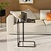 C Table Glass End Table, Couch Side Table, Tempered Glass Snack Side Table with Metal Frame, TV Tray Table for Small Space, Sofa Couch Side Tableand Bed Side Table(Black)