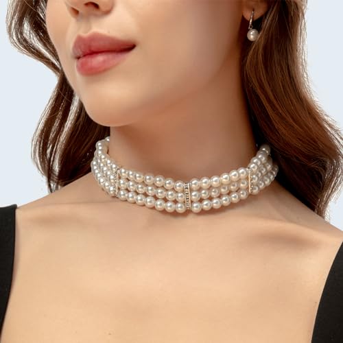 BABEYOND Pearl Necklace Round Imitation Pearl Choker Necklace 20s Flapper Necklace Accessories for Gatsby Themed Party2