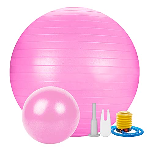Jueachy Gymnastikball 55cm-65cm mit Klein Pilates Ball 25cm, Anti-Burst Sitzball Büro, Fitness Ball inkl. Luftpumpe, Extra Dicker Yoga Ball als Balance Stuhl im Gym-Home-Büro Cover