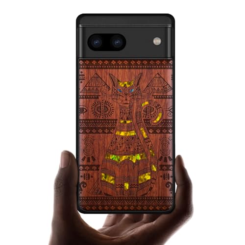 Coque Pixel 8a en bois sculpté Carveit : étui luxe unique avec incrustation coquille naturelle