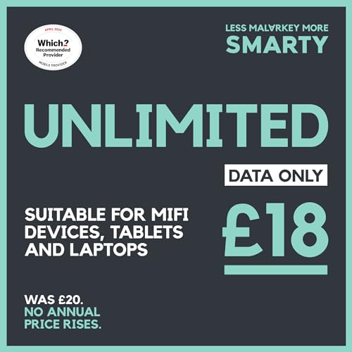 SMARTY 5G/4G Data Sim, Data Deals Unlimited Calls and Texts, NO Credit Checks, NO Contract, Pay when you Activate SIM