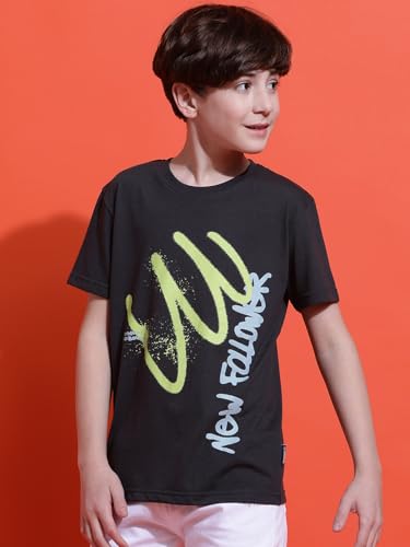 Image of Li'l Tomatoes Boys Cotton T-Shirt | Graphic Printed Half Sleeve Casual Summer Wear | Soft & Breathable | 9-16 Years