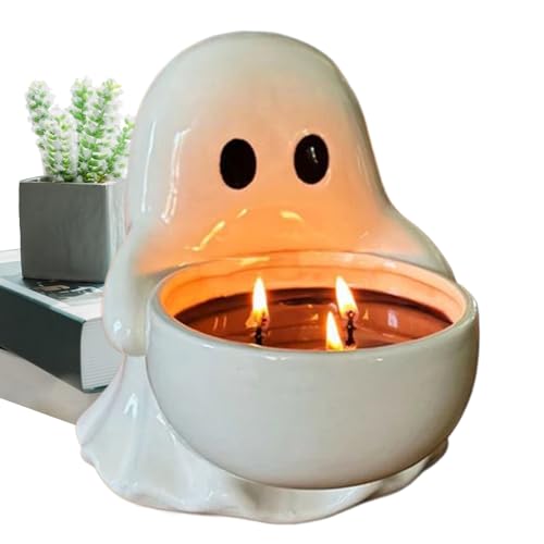 Yonuaret Portavelas de Halloween | de Mesa Fantasmas Adorable Portavelas | Decoración Halloween Centro de Mesa para Cocina Dormitorio Salón Estudio Estilo Rústico