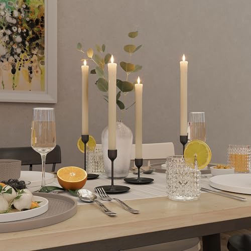 Image of Rechargeable Flameless Taper Candles with Remote, Charging Station, 6 Pcs