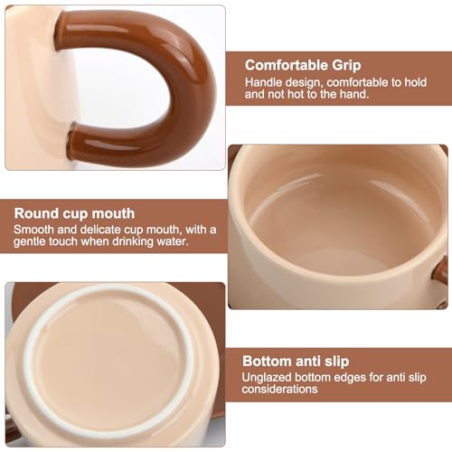 Tazze da Caffè da 220 ml, Set di Tazza e Piattino, Tazzine Caffe e Cappuccino, Tazza da Tè Pomeridiano, Tazze Colazione Mug Ceramica, Tazze da Espresso con Manico per Latte, Moka (Marrone Scuro) - immagine 4