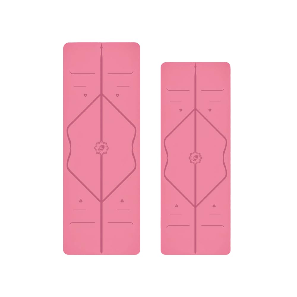 LIFORME Original Yoga Mat Travel Mat Bundle Pack Patented Alignment System Eco-Friendly Non-Slip Warrior-Grip Made with Natural Rubber