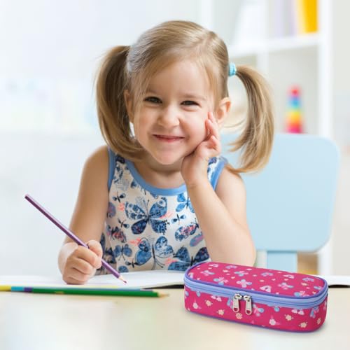 Image of Bagseri Pencil Case for Kids - Special Cute Pencil Pouch for Girls Large Capacity Pencil Bag Aesthetic Kids Pencil Box for School (Rose Pink Butterfly)
