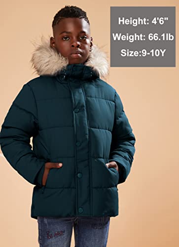 Maoo Garden Boys Winter Coats Kids Puffer Fake Down Jacket Fleece Lined Fur Hooded Snow Anorak Navy 7-8Y #TOP1