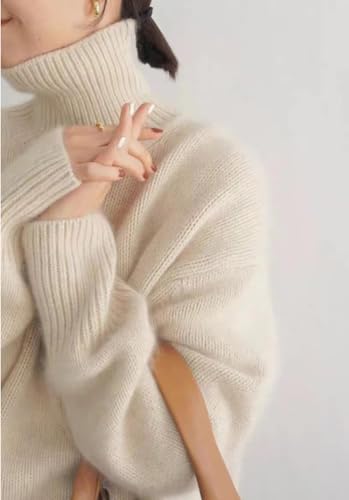 Image of Turtleneck Sweaters for Women Long Sleeve Knit Jumpers Fall Winter Chunky Soft Warm Trendy Pullover Basic Top