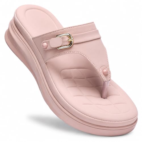 Image of Moshun Women's Thong Sandals /Flip-Flops | Bounce Back Technology with Arch Support | Women Footwear for Office| Doctor Sandal | Orthopaedic Sandal for Office, Travel & Outdoor