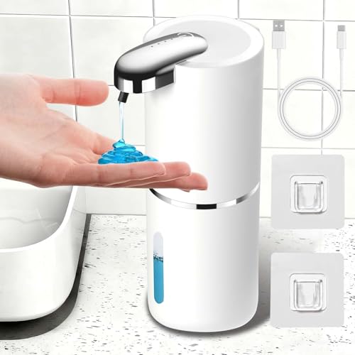 Yeelan Dispensador de sabão automático, 380 ml, dispensador de sabão elétrico, sem contacto, com sensor infravermelho, 4 níveis ajustáveis, fixação na parede, IPX5, impermeável, recarregável por