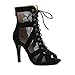 Latin Dance Shoes Women Modern Dance Salsa High-Top Sandals Fashion Sexy High-Heeled Suede Boots Black 7CM 42