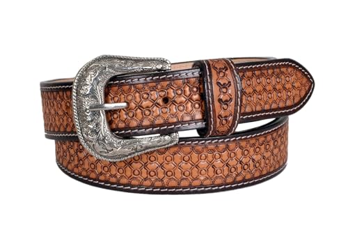 Western Belt Genuine Leather Hand Tooled Heavy Duty Removable Buckle For Men and Women 30HQ005
