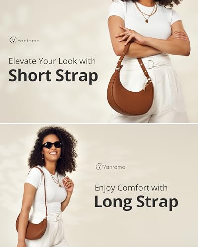 Image of Vantamo Crescent Bags For Women with RFID Protection, Half Moon Clutch Purses for Women with Anti-Theft Clip for Extra Safety