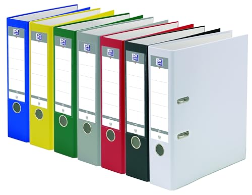 OXFORD - Archivador de palanca Smart Pro+ A4XL con respaldo de 80 mm, 2 anillos en D, cubierta de polipro con relleno de papel, colores surtidos