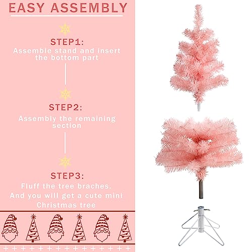 CCINEE Árvore de Natal artificial de 6 m, mini árvore de Natal com dobradiça de mesa rosa com suport