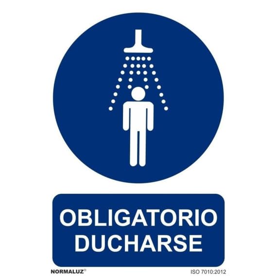 Señal de obligación con tintas UV Obligatorio Ducharse SEKURECO