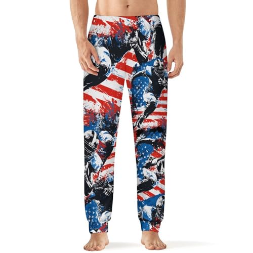 U.S.A. Flag Football Player Men's Pajama Bottoms Sleep Lounge Soft Comfy Pants Sleepwear