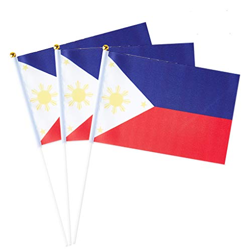 Philippines Flag Filipino Flag, Small Mini Handheld Philippines Flags on Stick, Ideal for Party Parades Sports Events Patriotic Festival Decorations