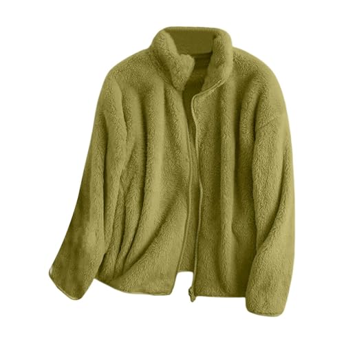 GOSEAGOTOFUN Fleece Jacket Women Zip Up High Neck Fuzzy Jackets Casual Long Sleeve Warm Coats Fall Winter Fashion Outerwear 02-Mint Green X-Large - image 3