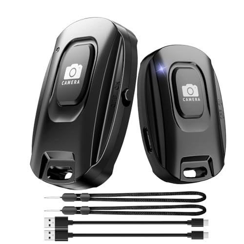MAIRAN 2 Pack Rechargeable Wireless Camera Remote Shutter for iPhone and Android Smartphones...