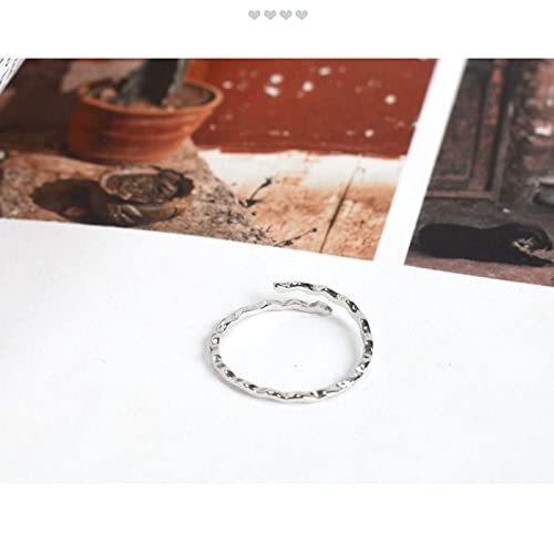 Bague ajustable en argent S925 anti-gonflement motif vagues douces