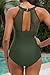 Tempt Me Women One Piece Swimsuit Deep Ocean Green High Neck Mesh Ruched Swimwear M