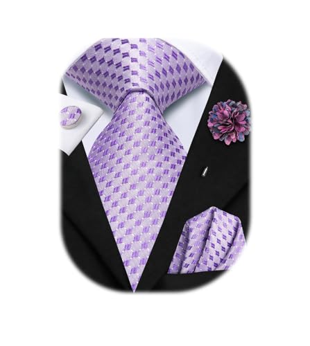 Image of Hi-Tie Mens Paisley Floral Striped Ties Set Silk Necktie and Lapel Pin for Men Pocket Square Cufflinks Set Business Wedding