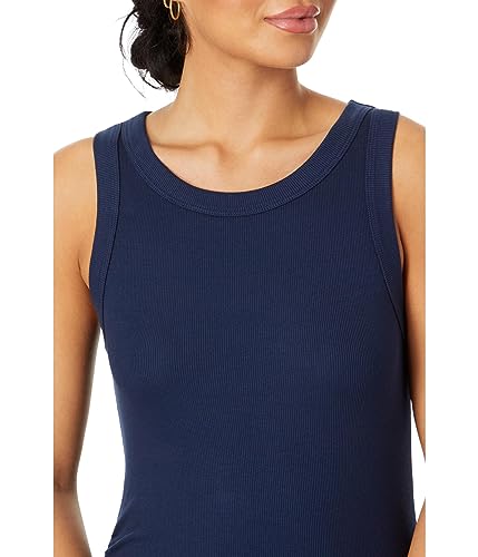 Image of Michael Stars Women's Wide-Ribbed Casual Wren Midi Dress with Cutaway Shoulders and Slit