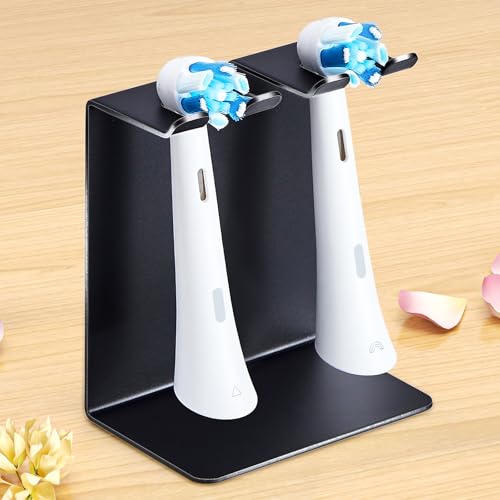 WAYASI Electric Toothbrush Head Holder Tooth Brushing Holder Wall Mounted Toothbrush Holders Shower Bathroom Self Adhesive or Desktop Tooth Brush Holder Organiser (Black Small)