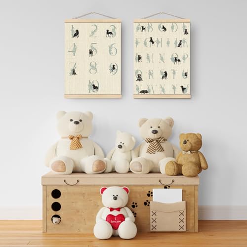Image of Boat Wades Numbers Alphabet Black Labrador Retriever Wall Art Poster Hanger Frame, Labrador Dog Light Blue Educational Wall Decor for Kids Toddler Room Nursery Classroom, 12x16 Inch Set of 2