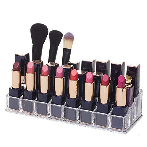 Image of Makeup Organizer Drawer Desk Multipurpose Acrylic Cosmetic Display Stand for Makeup Brushes Lipstick Pencil Brush Hair Combs and Jewelry Storage Box Dressing Table Organizer (24 Grid)