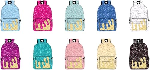 Ice Cream Backpack Kawaii Shoulder Bag with Side Pockets Cute Large Capacity Daypack Lightweight (Black)2
