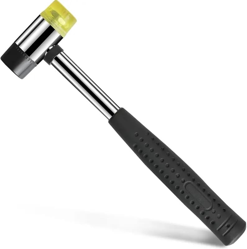 TECHZOCO Martillo de goma de doble cara de instalación, Martillo de mazo, martillo suave, Maza de goma, Herramienta de impacto suave, Martillos de cabeza desmontable, Cabeza 25 mm