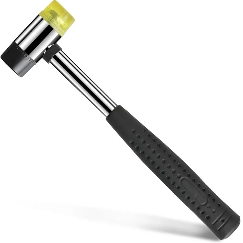 TECHZOCO Martillo de goma de doble cara de instalación, Martillo de mazo, martillo suave, Maza de goma, Herramienta de impacto suave, Martillos de cabeza desmontable, Cabeza 25 mm
