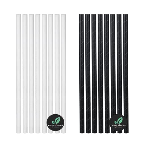 Image of Biodegradable Premium Drinking Straws | 100 Straws (8mm Wide) | Black Colour | Best for Juice, Soft Drinks and Cocktails | Sip for A Cause | (8MM, Black)