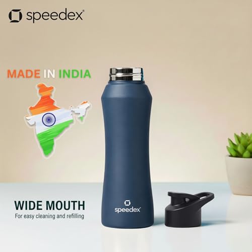 Image of Speedex Stainless Steel Water Bottle 1 Ltr, 1000 ml Metal Bottle For Daily, Office, School, Gym, Travel Use for Men, Women, Kids, Adults-Leak Proof Sipper Cap, BIS Approved, Teal Blue, Set of 4