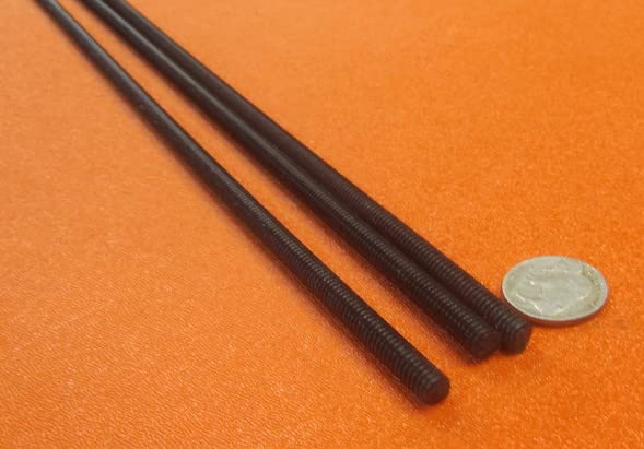 Black Nylon 6/6 Fully Threaded Ro, RH 1/4"-20 x 24 Length 3 Pcs.
