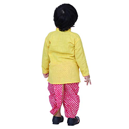 Image of BownBee Ethnic Wear Cotton Kurta Dhoti Traditional Dress Set for Baby Boys, Front Open with Dori Pattern, Full Sleeves, and Round neck, Ideal for All Festivals