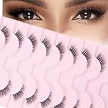 Natural Lashes Wispy Strip Eyelashes Half Lashes Cat Eye Lashes with Clear Band Corner Lashes 3/4 Eyelashes False Eye Lash Soft Fake Lashes Reusable Half Eyelashes（10）