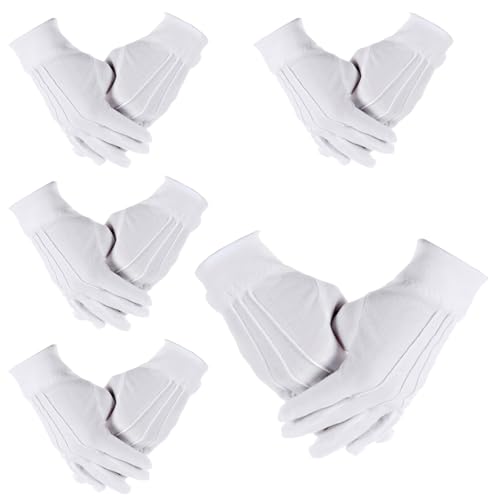 KFHENSOMR 5 Paar Weiß Handschuhe, Thin Cotton Gloves für Frauen...