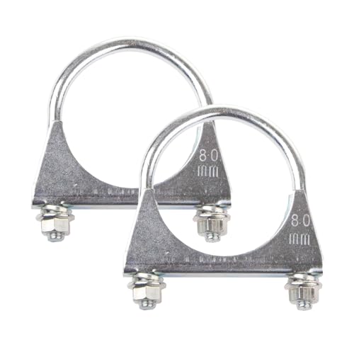 Exhaust Clamp - 2 Pcs 80mm Heavy Duty Galvanized Pipe Clamps for Exhaust Repair, U-Bolt Clamps for 80mm Diameter Tail Pipes