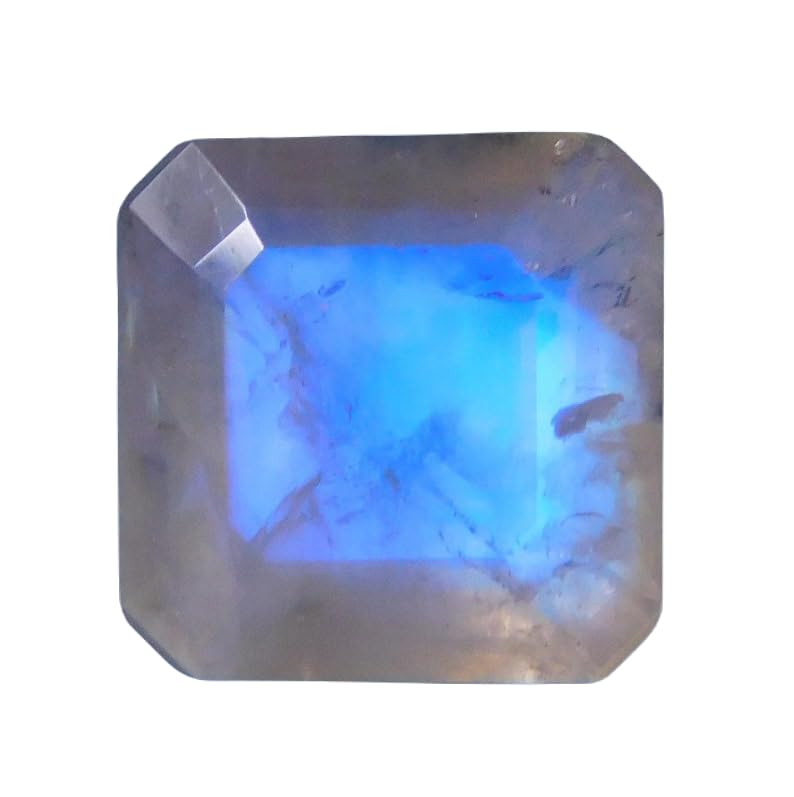 Pierre de lune naturelle arc-en-ciel 8x8mm Asscher pour bijoux DIY