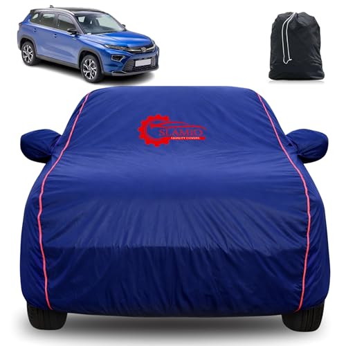 Image of 100% Waterproof Car Cover for Toyota Hyryder | All-Weather, Dustproof & UV Protection | Heavy-Duty 3-Layer Fabric | Custom Fit with Mirror & Antenna Pocket | Navy Blue