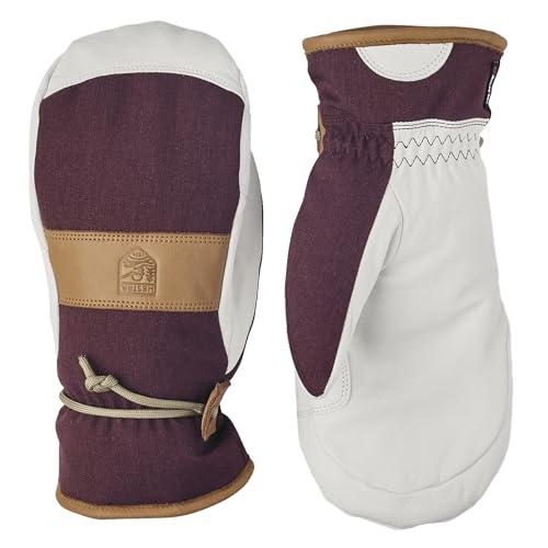 Hestra Women’s Voss CZone Mitt I Leather, Waterproof, Alpine Skiing Gloves - Bordeaux - 7