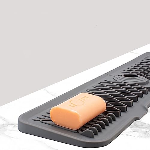 Tapis de drainage réutilisable pour évier et porte-savon gris